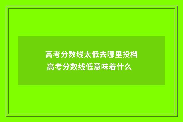 高考分数线太低去哪里投档 高考分数线低意味着什么