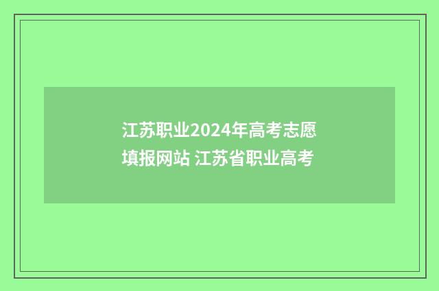 江苏职业2024年高考志愿填报网站 江苏省职业高考