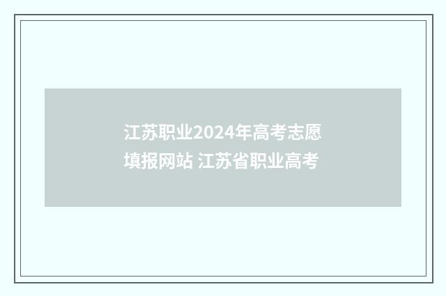 江苏职业2024年高考志愿填报网站 江苏省职业高考