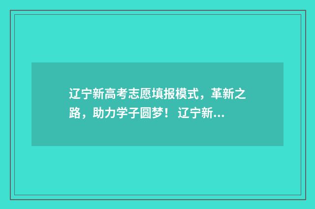 辽宁新高考志愿填报模式，革新之路，助力学子圆梦！ 辽宁新高考志愿表范例
