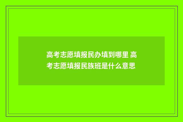 高考志愿填报民办填到哪里 高考志愿填报民族班是什么意思
