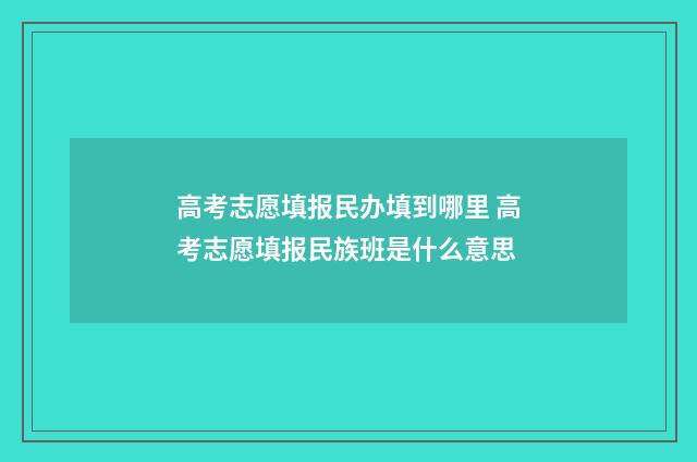 高考志愿填报民办填到哪里 高考志愿填报民族班是什么意思