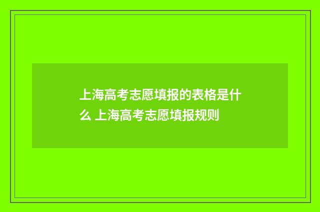 上海高考志愿填报的表格是什么 上海高考志愿填报规则