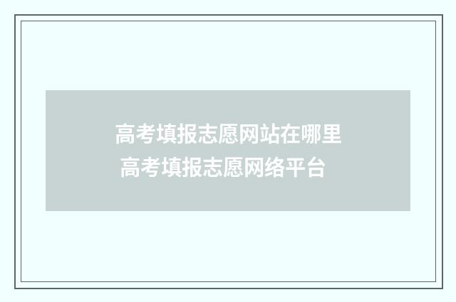 高考填报志愿网站在哪里 高考填报志愿网络平台