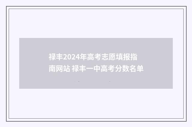 禄丰2024年高考志愿填报指南网站 禄丰一中高考分数名单