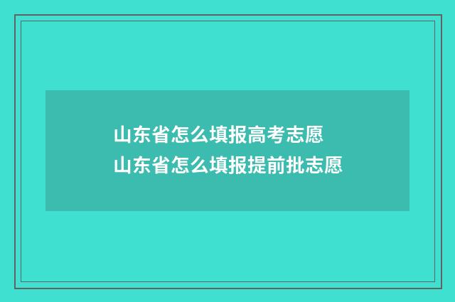 山东省怎么填报高考志愿 山东省怎么填报提前批志愿