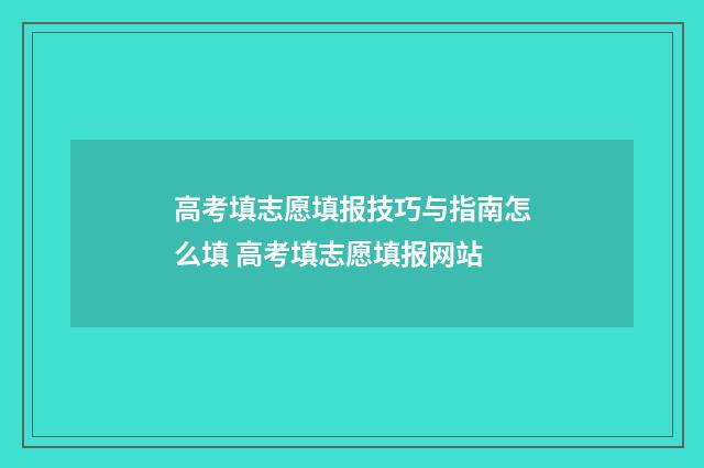 高考填志愿填报技巧与指南怎么填 高考填志愿填报网站