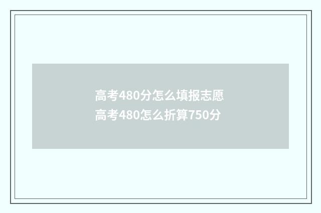 高考480分怎么填报志愿 高考480怎么折算750分