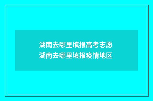 湖南去哪里填报高考志愿 湖南去哪里填报疫情地区