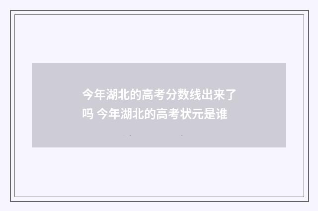 今年湖北的高考分数线出来了吗 今年湖北的高考状元是谁