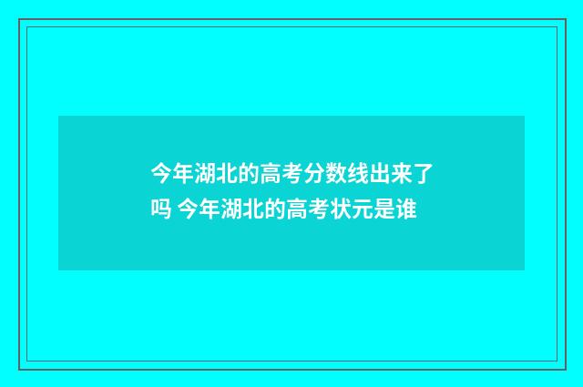 今年湖北的高考分数线出来了吗 今年湖北的高考状元是谁