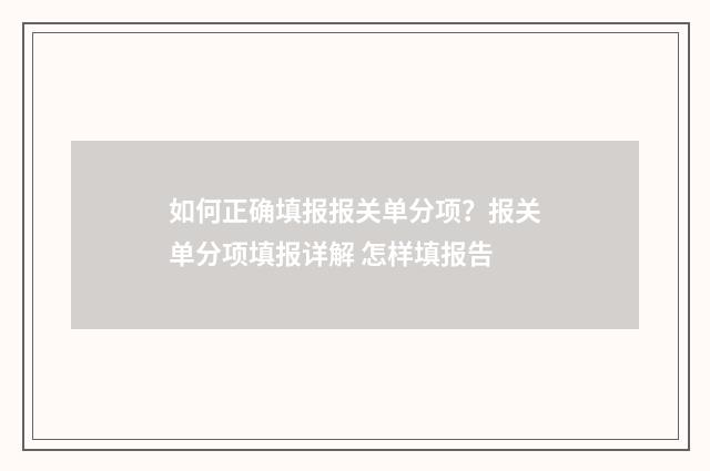 如何正确填报报关单分项？报关单分项填报详解 怎样填报告