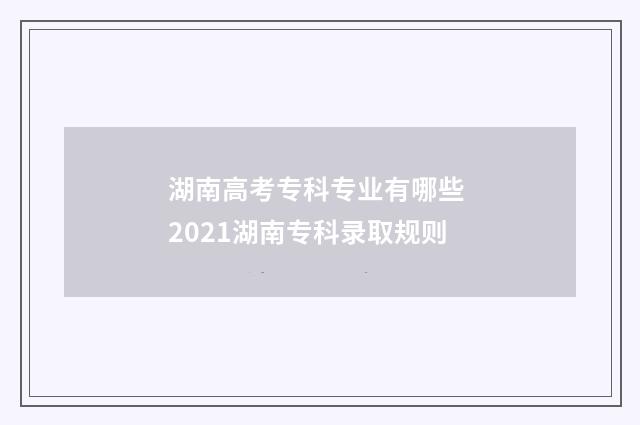 湖南高考专科专业有哪些 2021湖南专科录取规则