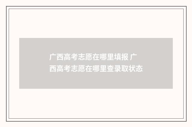 广西高考志愿在哪里填报 广西高考志愿在哪里查录取状态