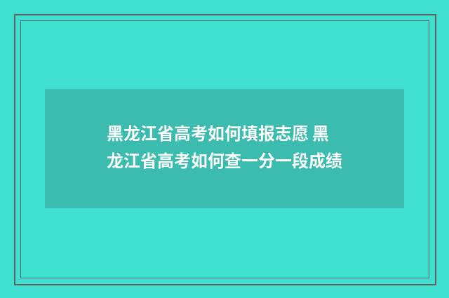 黑龙江省高考如何填报志愿 黑龙江省高考如何查一分一段成绩