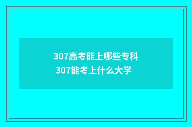 307高考能上哪些专科 307能考上什么大学