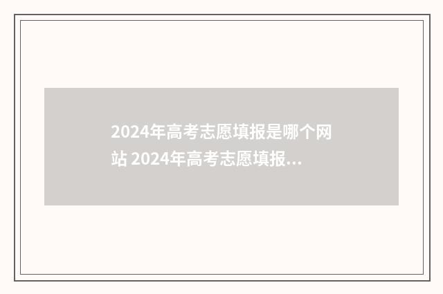 2024年高考志愿填报是哪个网站 2024年高考志愿填报指南书