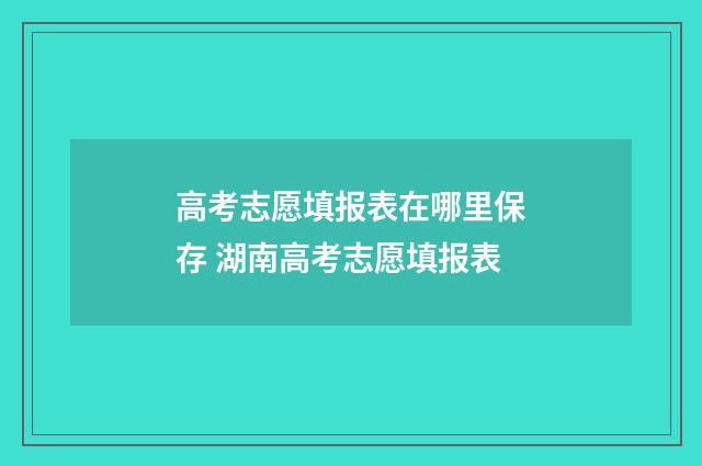 高考志愿填报表在哪里保存 湖南高考志愿填报表