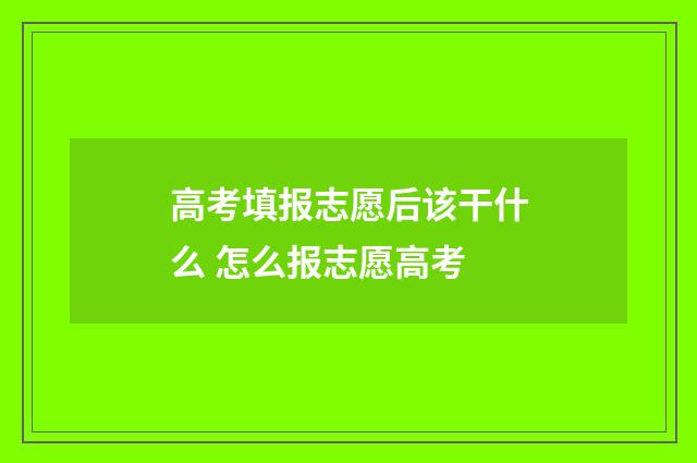 高考填报志愿后该干什么 怎么报志愿高考