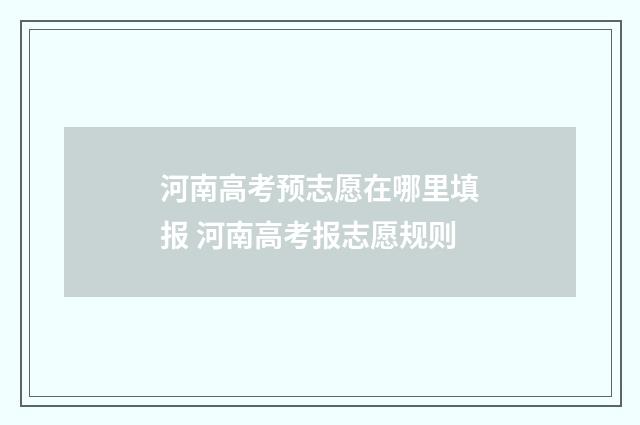 河南高考预志愿在哪里填报 河南高考报志愿规则