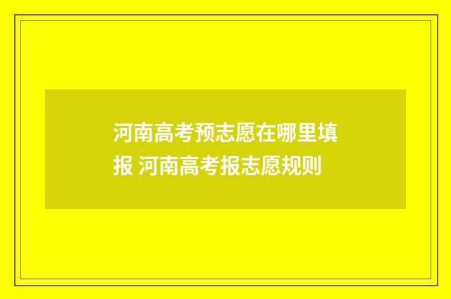 河南高考预志愿在哪里填报 河南高考报志愿规则