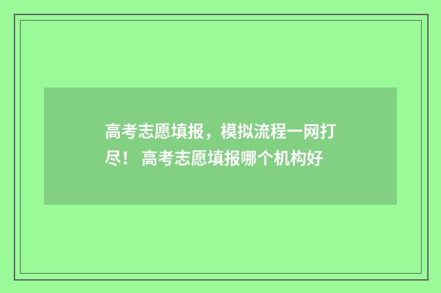 高考志愿填报，模拟流程一网打尽！ 高考志愿填报哪个机构好