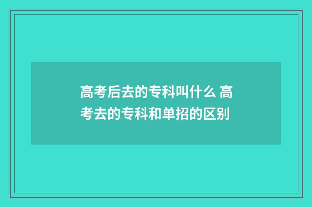 高考后去的专科叫什么 高考去的专科和单招的区别