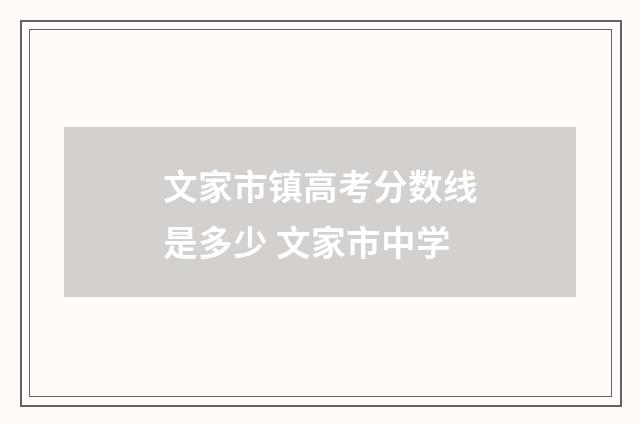 文家市镇高考分数线是多少 文家市中学