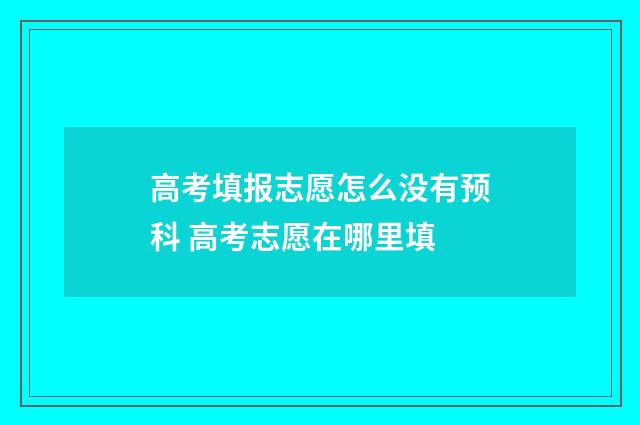 高考填报志愿怎么没有预科 高考志愿在哪里填