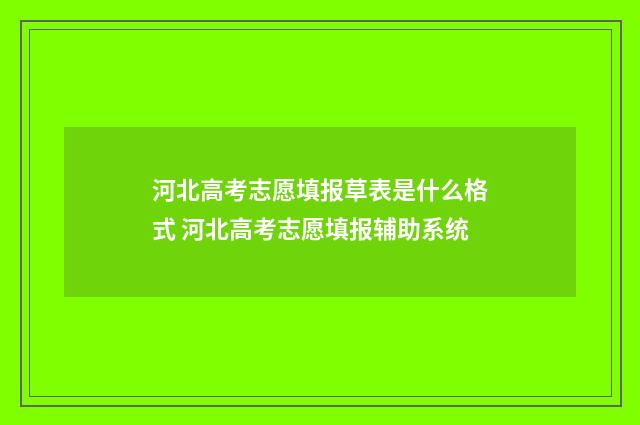 河北高考志愿填报草表是什么格式 河北高考志愿填报辅助系统