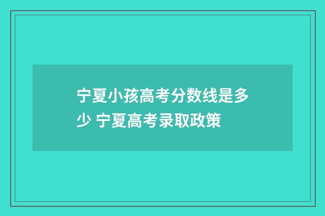 宁夏小孩高考分数线是多少 宁夏高考录取政策