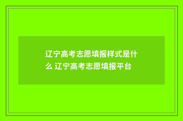 辽宁高考志愿填报样式是什么 辽宁高考志愿填报平台