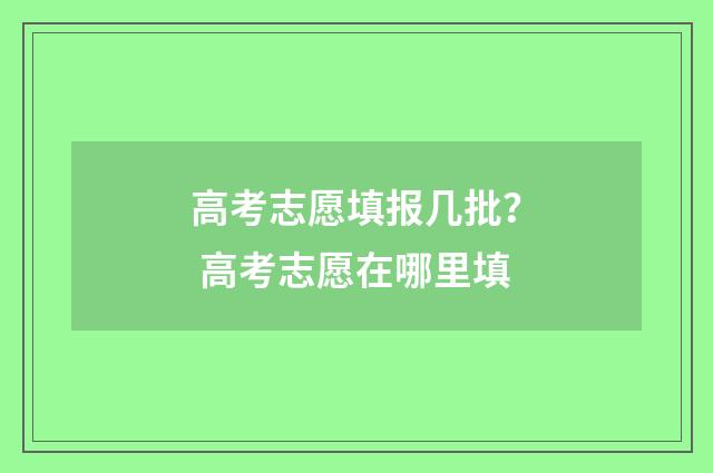 高考志愿填报几批？ 高考志愿在哪里填