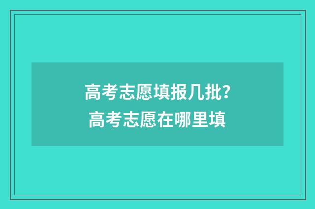 高考志愿填报几批？ 高考志愿在哪里填