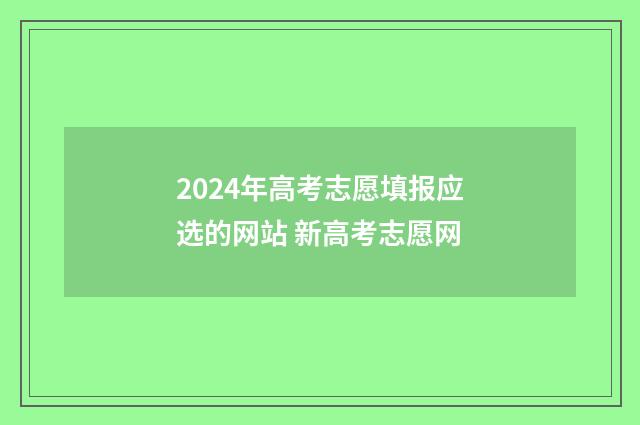 2024年高考志愿填报应选的网站 新高考志愿网
