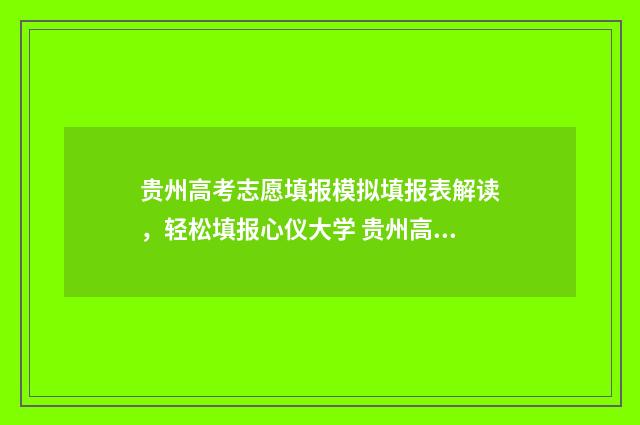贵州高考志愿填报模拟填报表解读，轻松填报心仪大学 贵州高考志愿填报模板