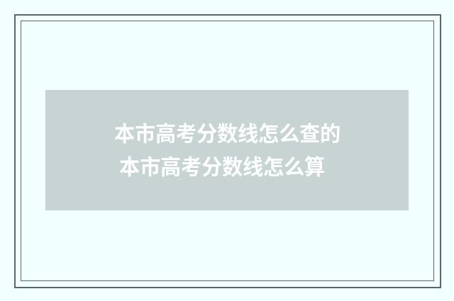 本市高考分数线怎么查的 本市高考分数线怎么算