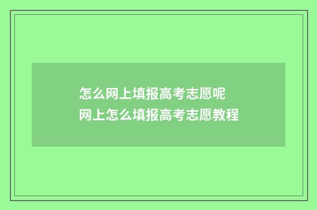 怎么网上填报高考志愿呢 网上怎么填报高考志愿教程