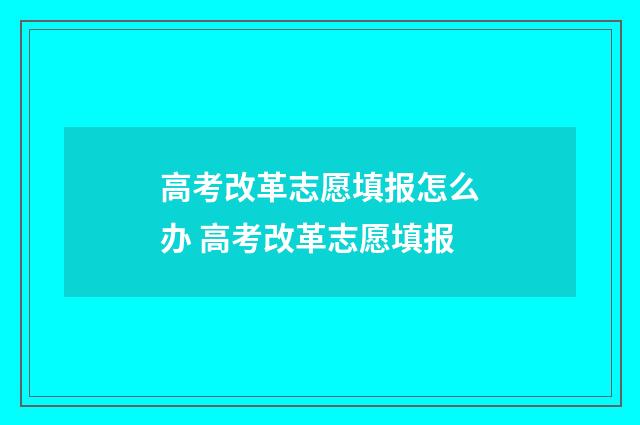 高考改革志愿填报怎么办 高考改革志愿填报