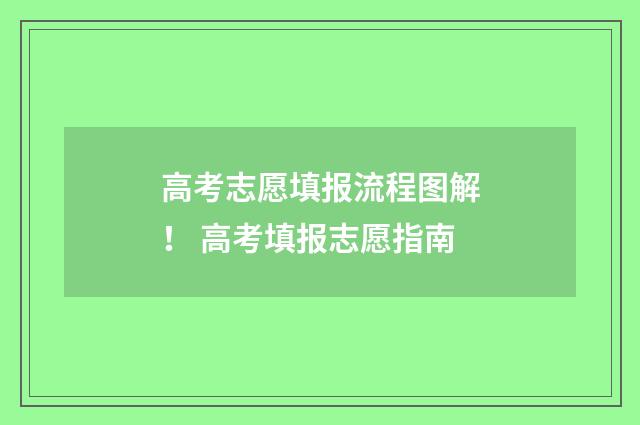 高考志愿填报流程图解！ 高考填报志愿指南