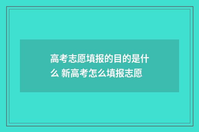 高考志愿填报的目的是什么 新高考怎么填报志愿