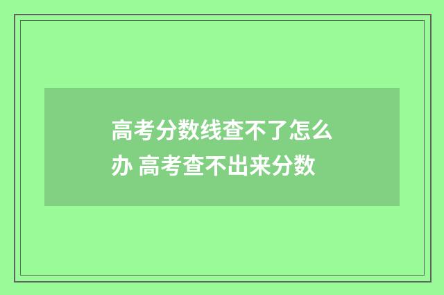 高考分数线查不了怎么办 高考查不出来分数