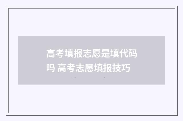 高考填报志愿是填代码吗 高考志愿填报技巧