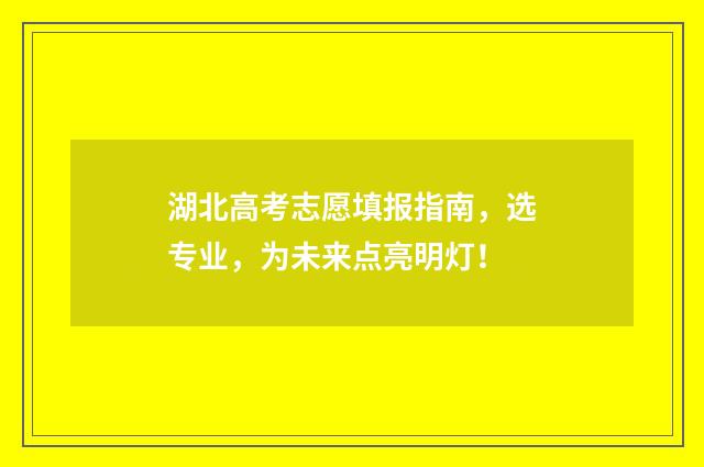 湖北高考志愿填报指南，选专业，为未来点亮明灯！