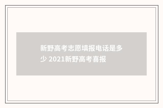 新野高考志愿填报电话是多少 2021新野高考喜报