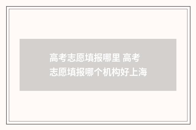 高考志愿填报哪里 高考志愿填报哪个机构好上海