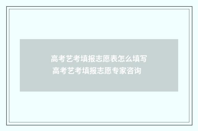 高考艺考填报志愿表怎么填写 高考艺考填报志愿专家咨询