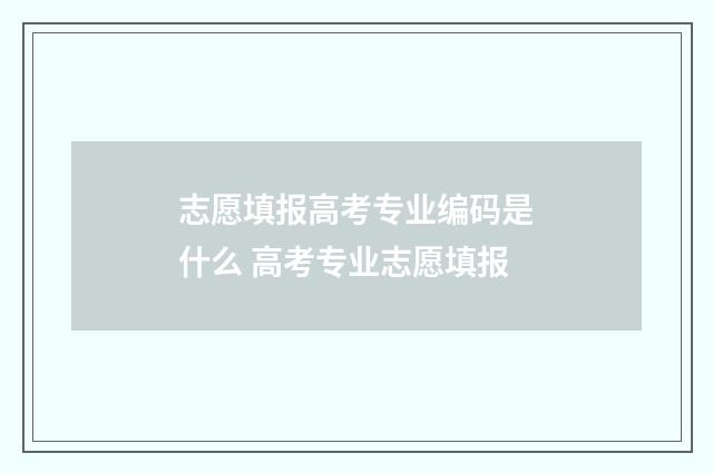 志愿填报高考专业编码是什么 高考专业志愿填报
