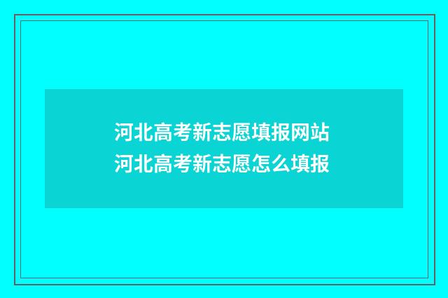 河北高考新志愿填报网站 河北高考新志愿怎么填报