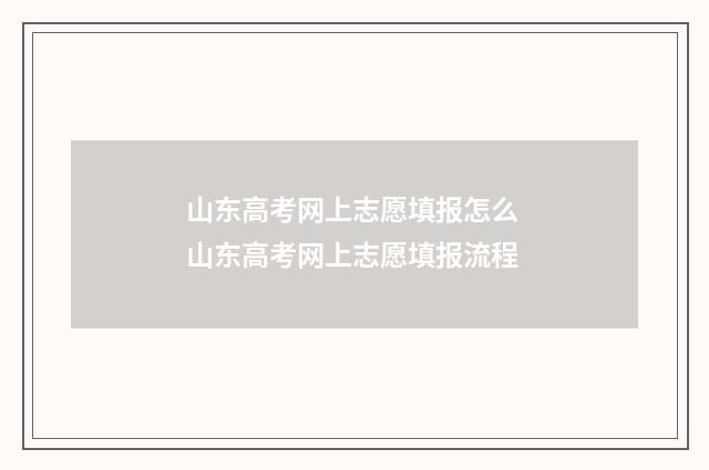 山东高考网上志愿填报怎么 山东高考网上志愿填报流程